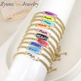 10PCS MAMA Charm Bracelet Bead Chain for Women Mother's Gift