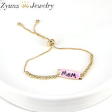 10PCS MAMA Charm Bracelet Bead Chain for Women Mother's Gift