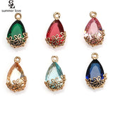 10PCS Mini Flower Crystal Water Drop Charms for Jewelry Making