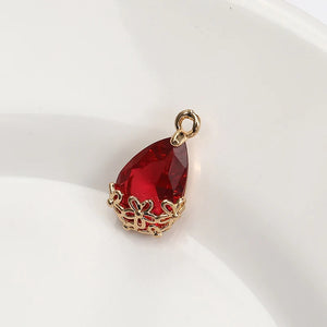 10PCS Mini Flower Crystal Water Drop Charms for Jewelry Making