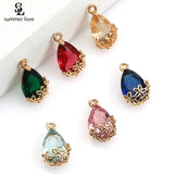 10PCS Mini Flower Crystal Water Drop Charms for Jewelry Making