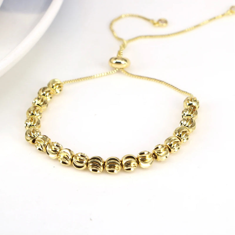 10PCS Copper Beaded Bracelets for Women Plated Beads Chain Bracelet Bangle