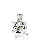 10PCS Dog Pearl Cage Locket Aromatherapy Pendant Necklace Keychain