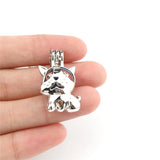 10PCS Dog Pearl Cage Locket Aromatherapy Pendant Necklace Keychain