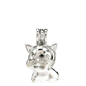 10PCS Dog Pearl Cage Locket Aromatherapy Pendant Necklace Keychain