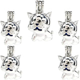 10PCS Dog Pearl Cage Locket Aromatherapy Pendant Necklace Keychain
