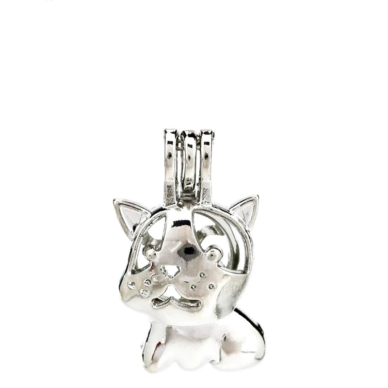 10PCS Dog Pearl Cage Locket Aromatherapy Pendant Necklace Keychain