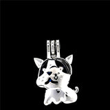 10PCS Dog Pearl Cage Locket Aromatherapy Pendant Necklace Keychain