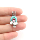 10PCS Rainbow Clound Pearl Cage Locket Aromatherapy Diffuser Pendant for Gift