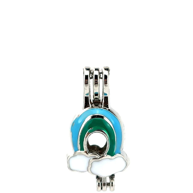 10PCS Rainbow Clound Pearl Cage Locket Aromatherapy Diffuser Pendant for Gift