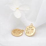 10PCS Four Leaf Clover Charms Jewelry Making Round Pendant DIY Accessories