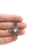 10PCS Four Leaf Cross Charm Pearl Cage Locket Aromatherapy Diffuser Pendant