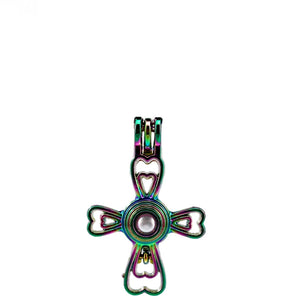 10PCS Four Leaf Cross Charm Pearl Cage Locket Aromatherapy Diffuser Pendant