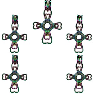 10PCS Four Leaf Cross Charm Pearl Cage Locket Aromatherapy Diffuser Pendant