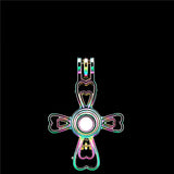10PCS Four Leaf Cross Charm Pearl Cage Locket Aromatherapy Diffuser Pendant