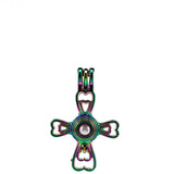10PCS Four Leaf Cross Charm Pearl Cage Locket Aromatherapy Diffuser Pendant