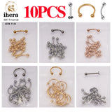 10PCS G23 Titanium Eyebrow Nose Septum Piercing 16G ASTM F136 Labret Lip Stud