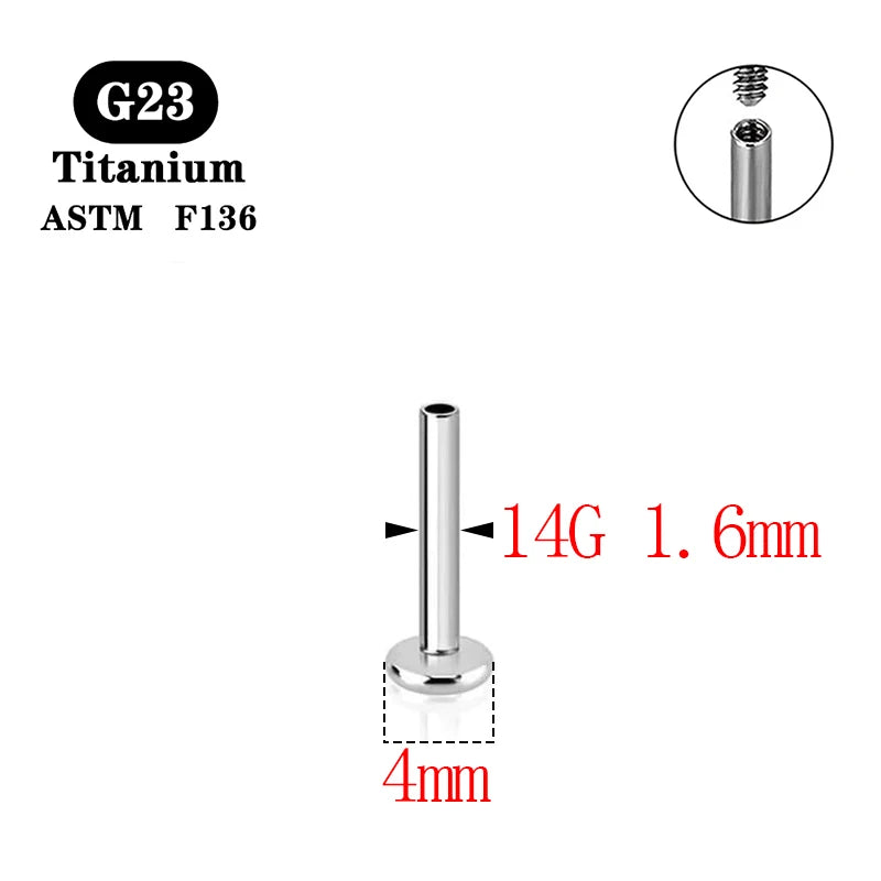 10PCS Titanium Stud Earrings Internal Thread Plug Nose Tragus Body Jewelry