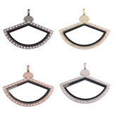 10PCS Ginkgo Leaf Fan Rhinestone Glass Floating Charms Locket Alloy Pendant