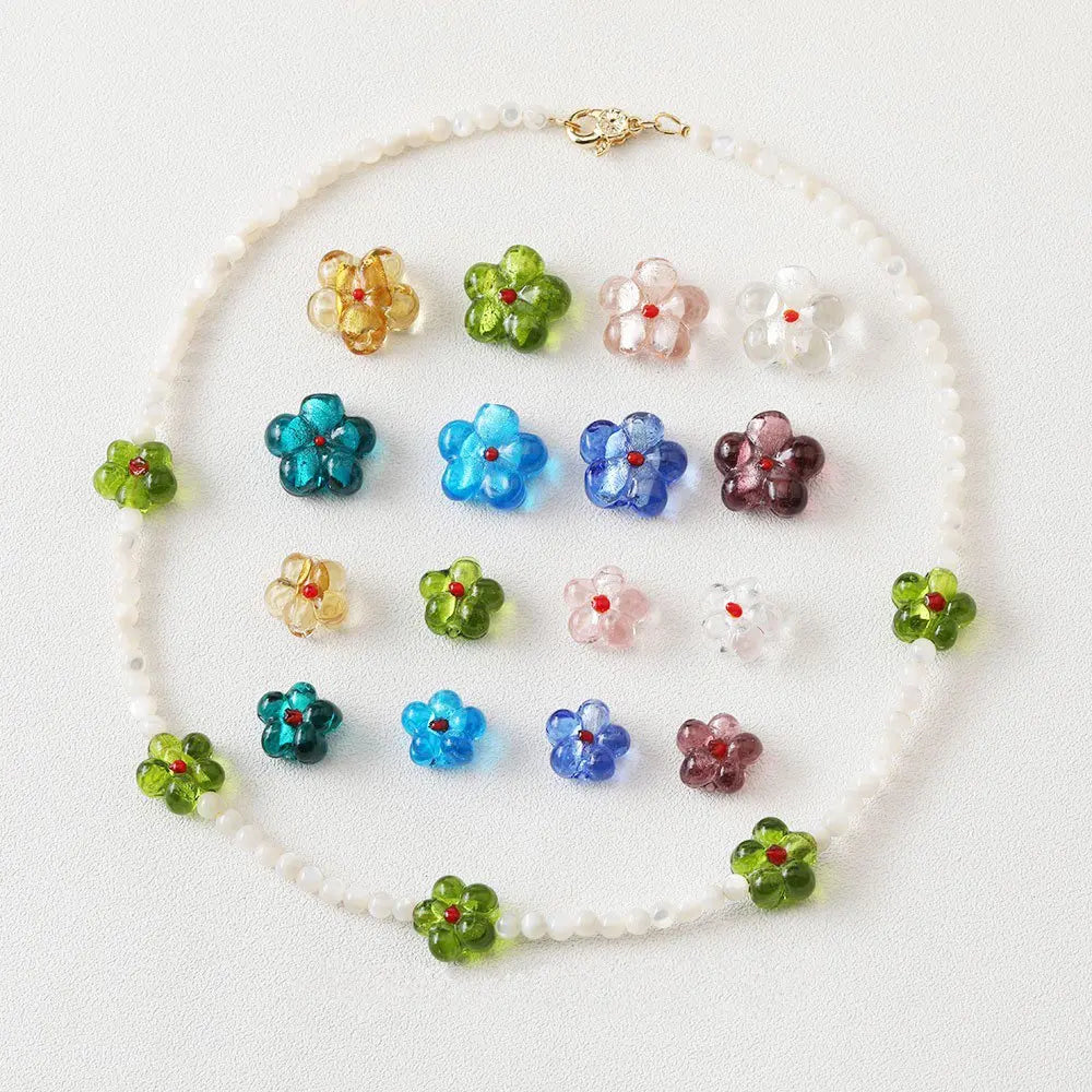 10PCS Glaze Beads Flower Pendant Charms for Jewelry Making DIY Earrings