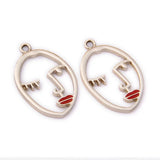 10PCS Red Rose Lips Hollow Charms for Jewelry Making