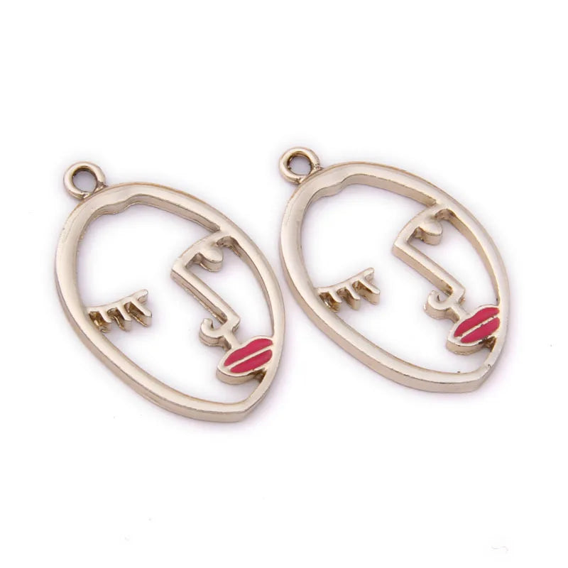 10PCS Red Rose Lips Hollow Charms for Jewelry Making