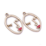 10PCS Red Rose Lips Hollow Charms for Jewelry Making