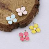 10PCS Enamel Flower Pearl Charm Pendant for Jewelry Making DIY Craft