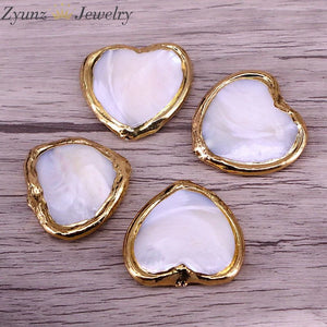 10PCS Heart Shaped Mother of Pearl Beads for Jewelry Making