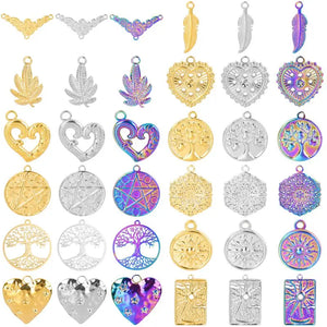 10PCS Punk Charm Necklace Titanium Steel Pendant Jewelry Supplies