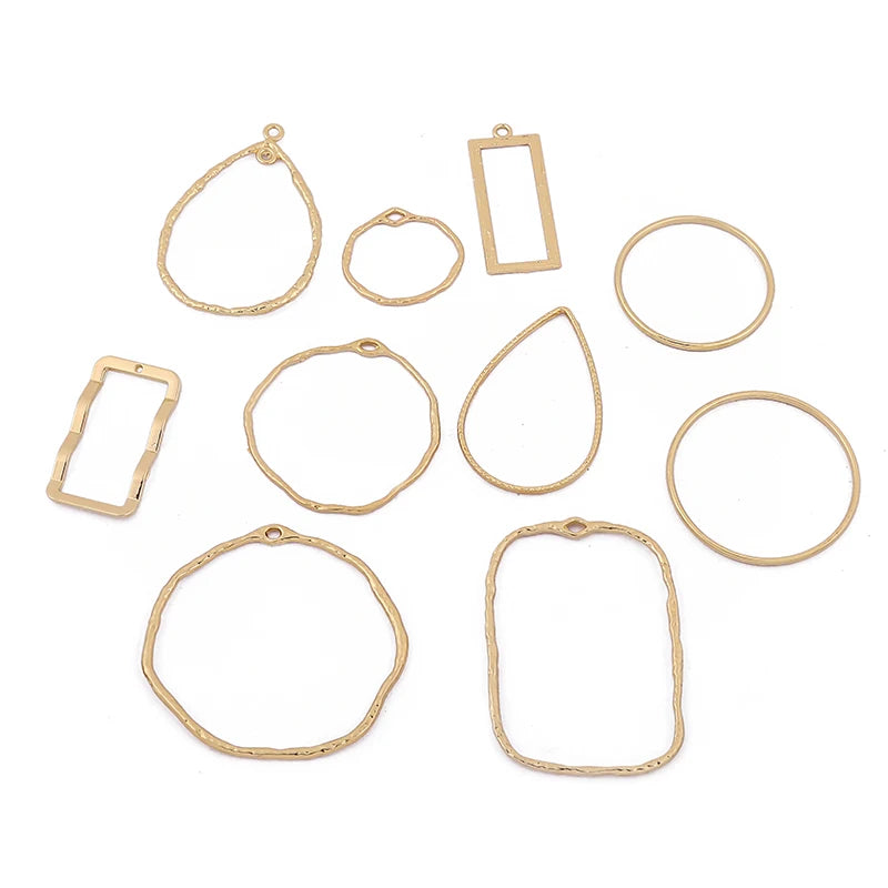 10PCS Zinc Alloy Irregular Hollow Border Charms for DIY Jewelry Making