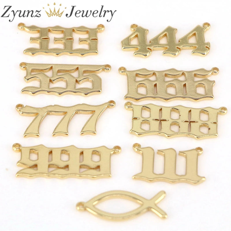10PCS Plated Number Pendant DIY Jewelry Accessories