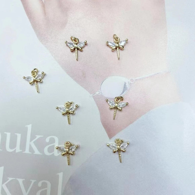 10PCS Gold Micro Pave Insect Charms Pendant DIY Bracelet Necklace Jewelry Making