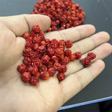 10PCS Half Hole Carved Flower Red Rose Coral Beads Jewelry Making 8MM