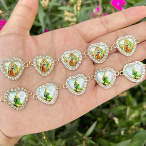 10PCS Religious Hearts Mexican Charms for DIY Jewelry Making