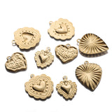 10PCS Sacred Heart Charms Brass Pendants DIY Necklace Bracelet Ear