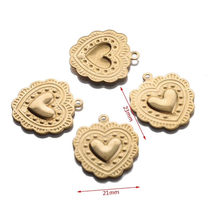 10PCS Sacred Heart Charms Brass Pendants DIY Necklace Bracelet Ear