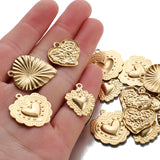 10PCS Sacred Heart Charms Brass Pendants DIY Necklace Bracelet Ear