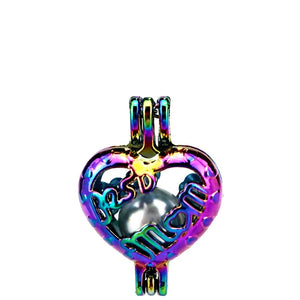 10PCS Heart Mom Charm Pearl Cage Locket Aromatherapy Diffuser Pendant Accessory