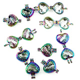 10PCS Heart Mom Charm Pearl Cage Locket Aromatherapy Diffuser Pendant Accessory