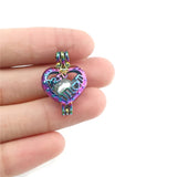 10PCS Heart Mom Charm Pearl Cage Locket Aromatherapy Diffuser Pendant Accessory