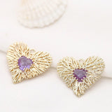 10PCS Heart Charms Mesh w/ Colorful Zircon DIY Necklace Bracelet Accessories