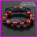 10PCS High Carnelian Beads Macrame Bracelet Red Stone Adjustable Bangle