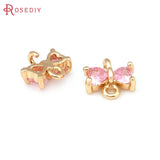 10PCS Brass Zircon Bow-knot Connect Charms Pendants Diy Jewelry Making