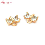 10PCS Brass Zircon Bow-knot Connect Charms Pendants Diy Jewelry Making