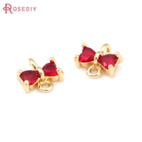 10PCS Brass Zircon Bow-knot Connect Charms Pendants Diy Jewelry Making