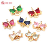 10PCS Brass Zircon Bow-knot Connect Charms Pendants Diy Jewelry Making