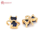 10PCS Brass Zircon Bow-knot Connect Charms Pendants Diy Jewelry Making