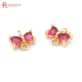 10PCS Brass Zircon Bow-knot Connect Charms Pendants Diy Jewelry Making
