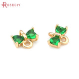 10PCS Brass Zircon Bow-knot Connect Charms Pendants Diy Jewelry Making